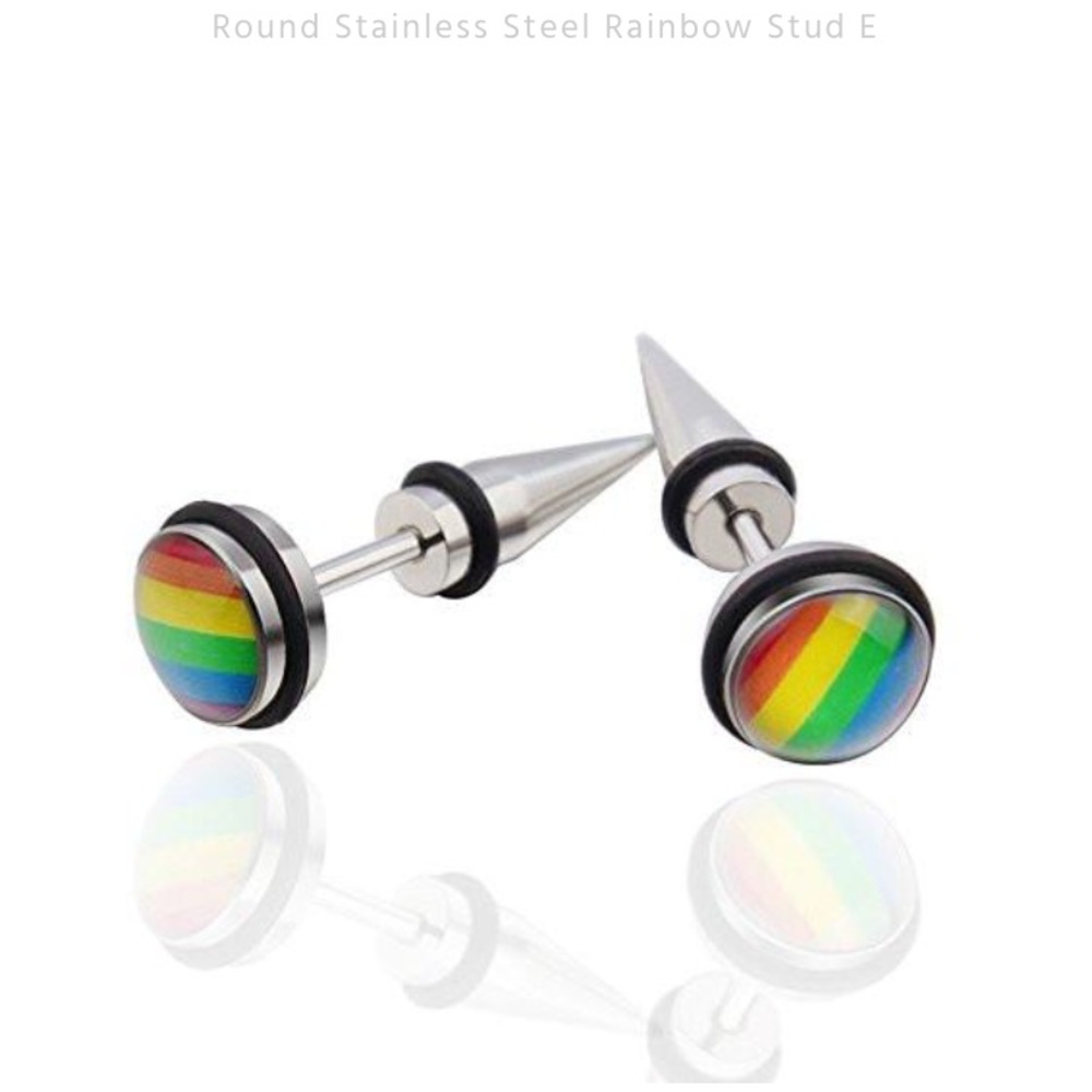 Rainbow pride spiked stud earrings stainless steel - Picture 2 of 2